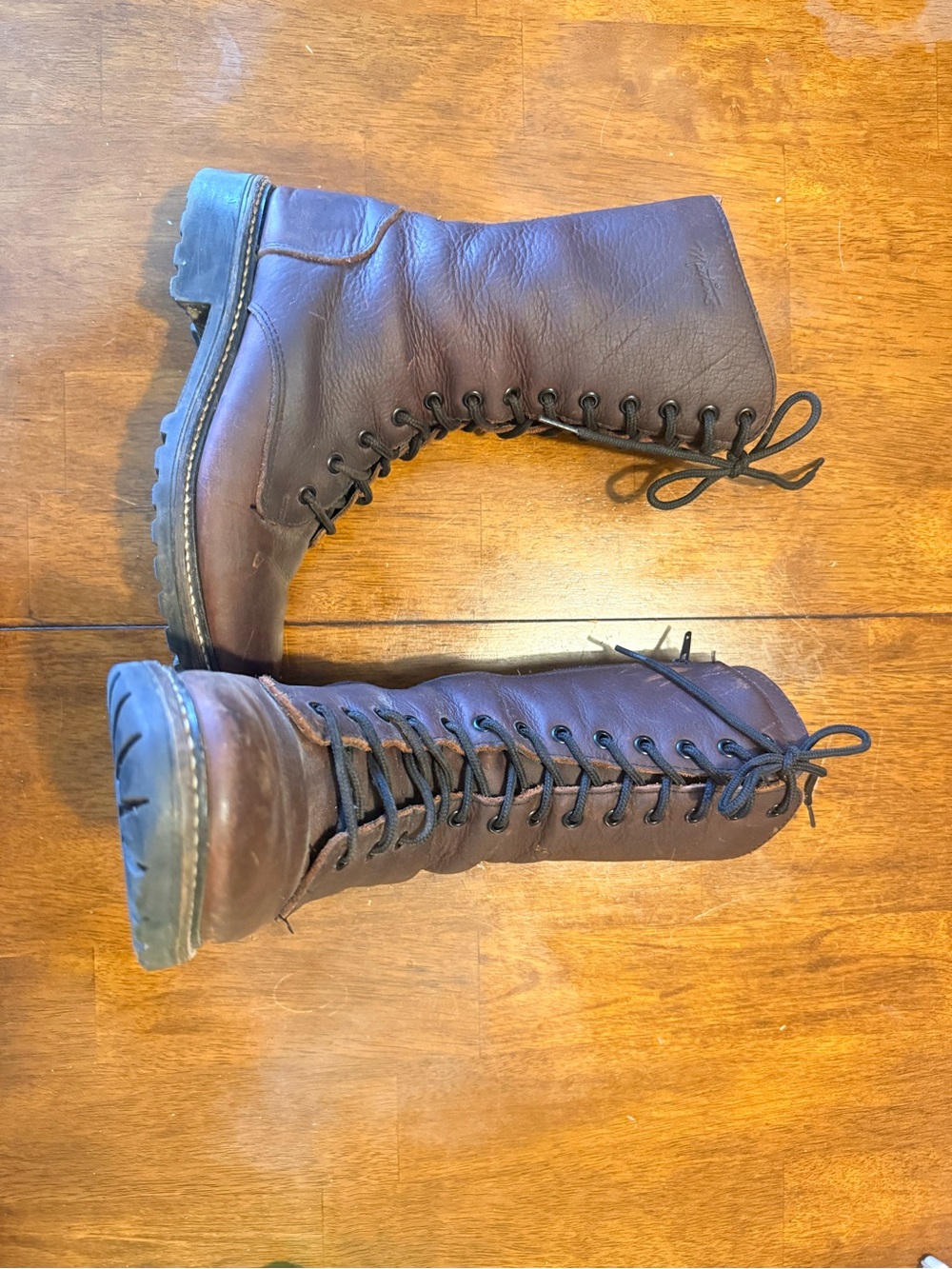 Leather lace up combat boots